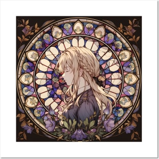 violet evergarden stained glass Posters and Art